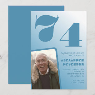 invitaciones de cumpleaños 74 con gradiente de fot