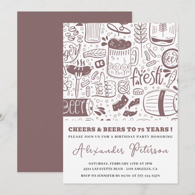 invitaciones de cumpleaños 75 hombres cerveza vint (Anverso / Reverso)