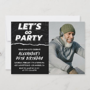 Invitaciones de cumpleaños 75 negras para hombres