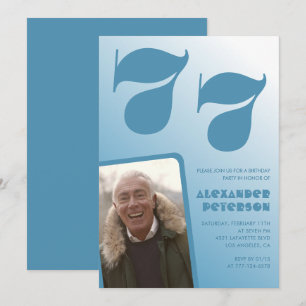Invitaciones de cumpleaños 77 con gradiente de fot