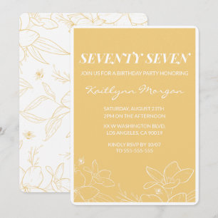Invitaciones de cumpleaños 77 Floral Modern Yellow