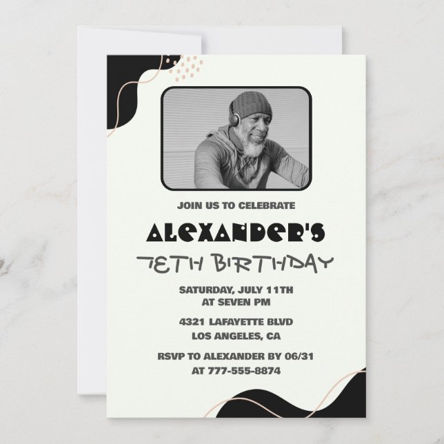 Invitaciones de cumpleaños 78 para hombres negros (Anverso)