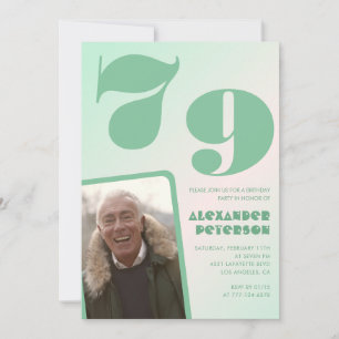Invitaciones de cumpleaños 79 con gradiente verde 