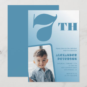 Invitaciones de cumpleaños 7 Blue Gradient Foto