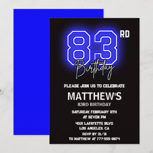 invitaciones de cumpleaños 83 Neon Negro Hombres D