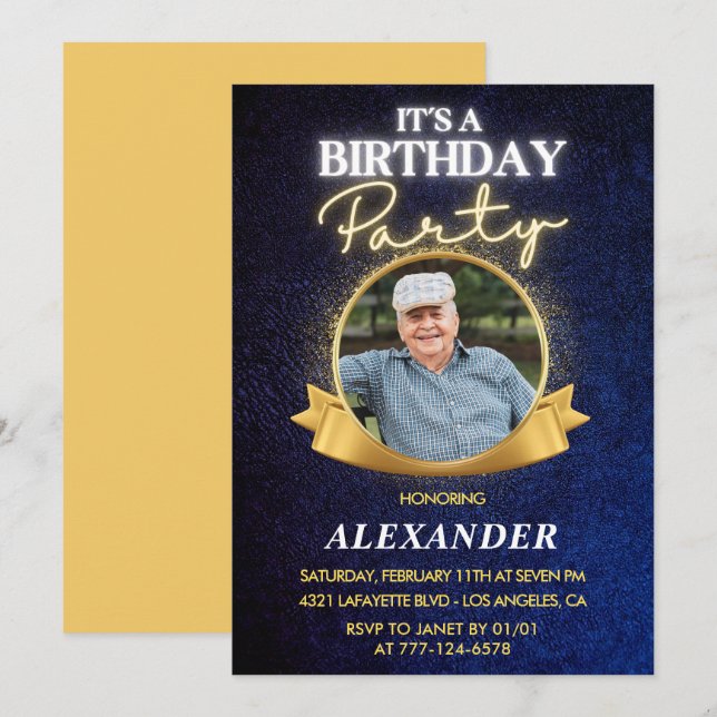 Invitaciones de cumpleaños 83 para hombres Elegant (Anverso / Reverso)