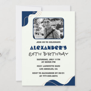 Invitaciones de cumpleaños 86 para hombres Navy Bl
