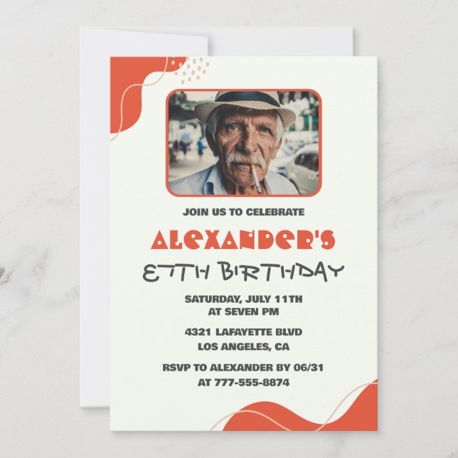 invitaciones de cumpleaños 87 para hombres blancos (Anverso)