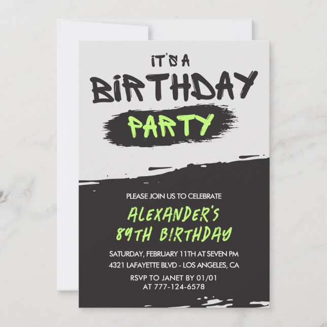 Invitaciones de cumpleaños 89 para hombres Pintura (Anverso)