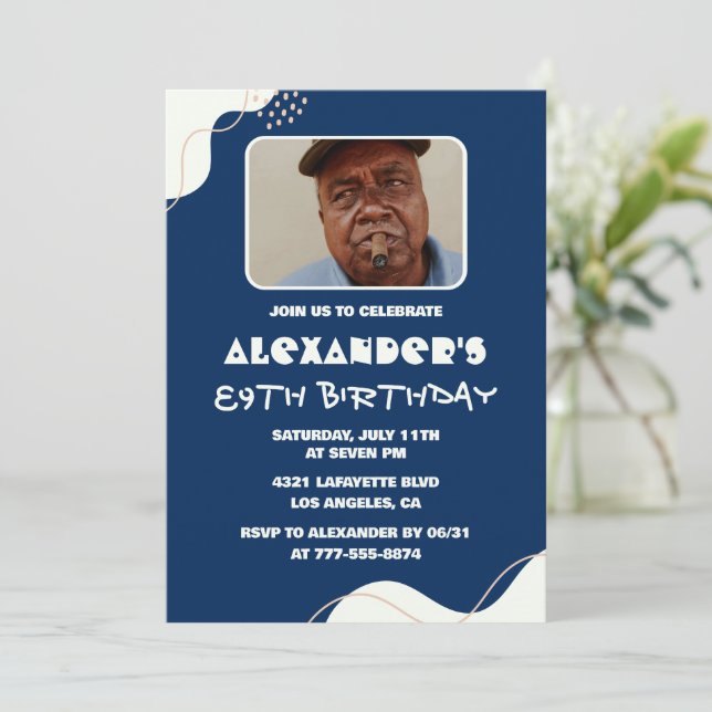 Invitaciones de cumpleaños 89 simples con foto de  (Anverso de pie)