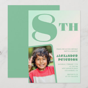 Invitaciones de cumpleaños 8 Green Coloridas con F