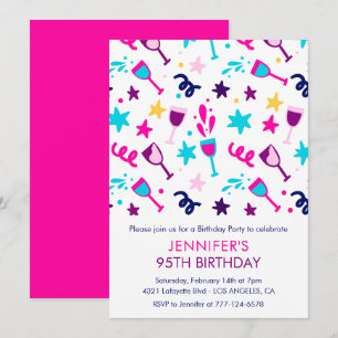 invitaciones de cumpleaños 95 Cocktail Moderno Ros