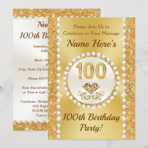Invitaciones de cumpleaños a 100 años, encantadora