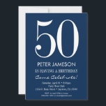 Invitaciones de cumpleaños a adultos modernos de N<br><div class="desc">Una invitación de cumpleaños sencilla y moderna en azul marino y blanco para cualquier cumpleaños de edad. Esta invitación es para cualquier edad,  incluyendo hitos: 18.º 21.30.35.º 45.º 55.º 60.º 65.º 70.º 75.º 85.º 90</div>