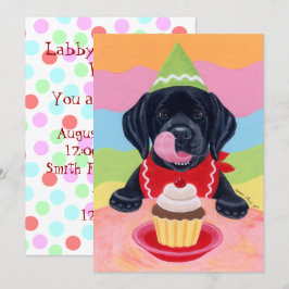 Invitaciones de cumpleaños a Black Lab Puppy
