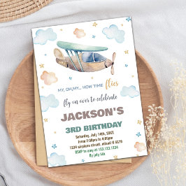 Invitaciones de cumpleaños a Brown Green Airplane