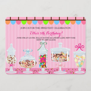 Invitaciones de cumpleaños a Candyland Sweet Shopp