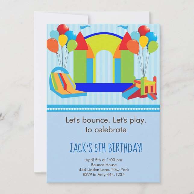 Invitaciones de cumpleaños a casa de rebote (Anverso)