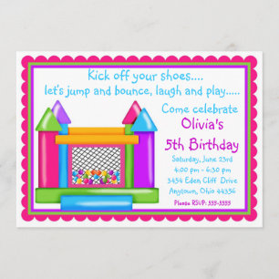 Invitaciones de cumpleaños a casa de rebote- Color