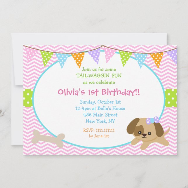 Invitaciones de cumpleaños a Chica de perros copio (Anverso)