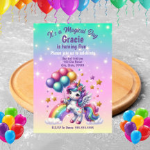 Invitaciones de cumpleaños a Chicas de Cute Unicor