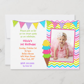 Invitaciones de cumpleaños a crema de hielo fotogr