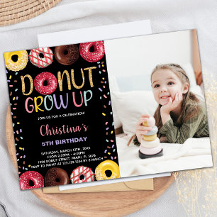 Invitaciones de cumpleaños a Donut con foto de col