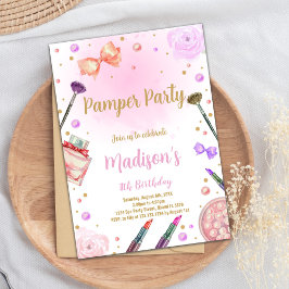Invitaciones de cumpleaños a Fiesta de Pamper Púrp