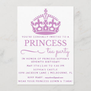 Invitaciones de cumpleaños a Fiesta de té morado P