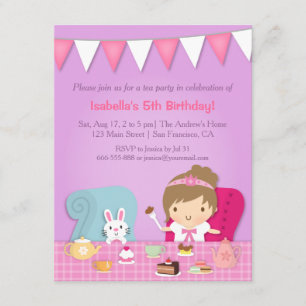 Invitaciones de cumpleaños a Fiesta de té Princesa