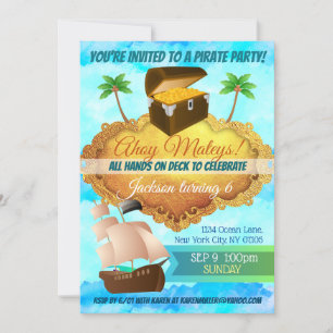 Invitaciones de cumpleaños a Fiesta pirata