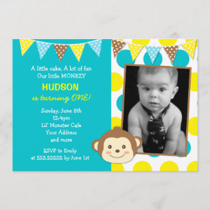 Invitaciones de cumpleaños a Fotos de Mod Monkey B