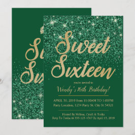Invitaciones de cumpleaños a Gold Emerald Sweet 16