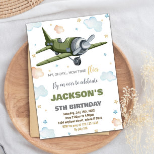 Invitaciones de cumpleaños a Green Airplane