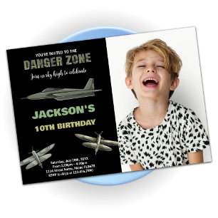 Invitaciones de cumpleaños a Jet Fighter con foto