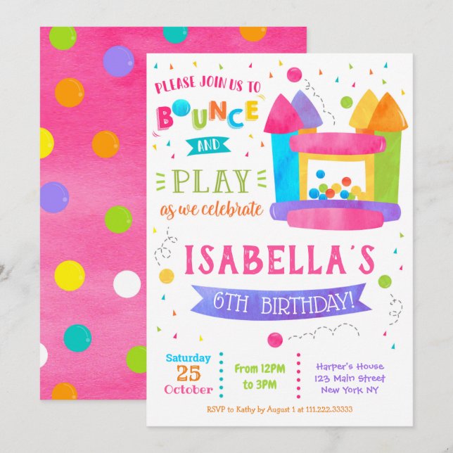 Invitaciones de cumpleaños a la casa de Bonza para (Anverso / Reverso)