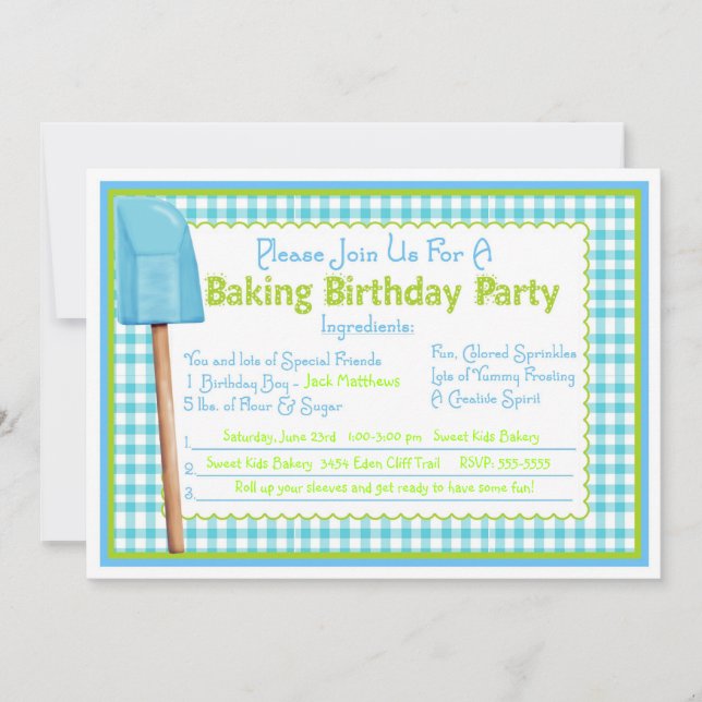 Invitaciones de cumpleaños a la cocina (Anverso)
