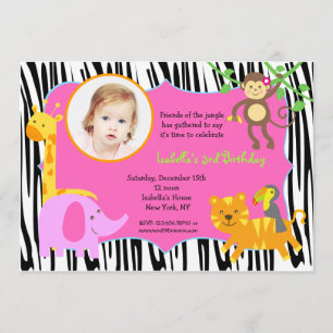 Invitaciones de cumpleaños a la foto de animal en