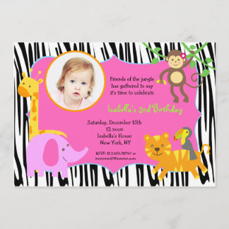 Invitaciones de cumpleaños a la foto de animal en 