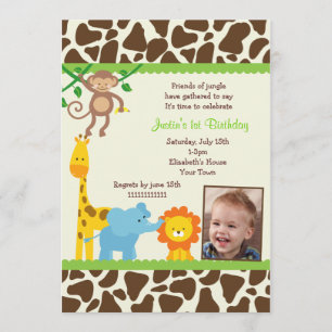 Invitaciones de cumpleaños a la foto de Jungle Saf