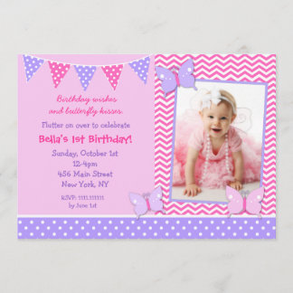 Invitaciones de cumpleaños a la foto de mariposa