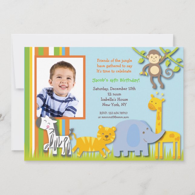Invitaciones de cumpleaños a la foto de Safari de  (Anverso)