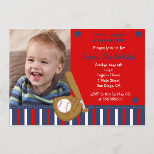 Invitaciones de cumpleaños a la foto del béisbol