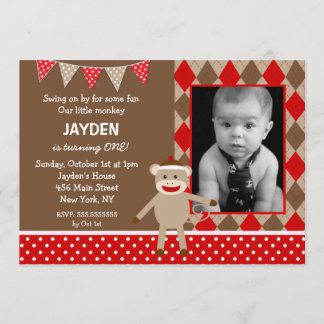 Invitaciones de cumpleaños a la foto del mono choc