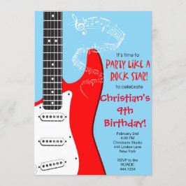 Invitaciones de cumpleaños a la guitarra estrella