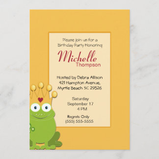 Invitaciones de cumpleaños a la Rana de la Princes