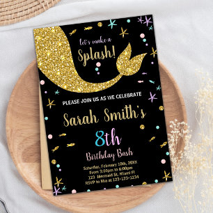 Invitaciones de cumpleaños a la Sirena de Purpurin