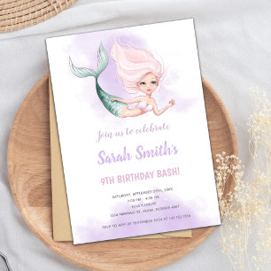Invitaciones de cumpleaños a la sirena rubia