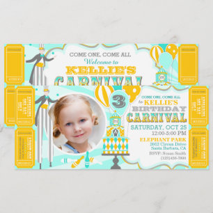 Invitaciones de cumpleaños a la torta de carnaval