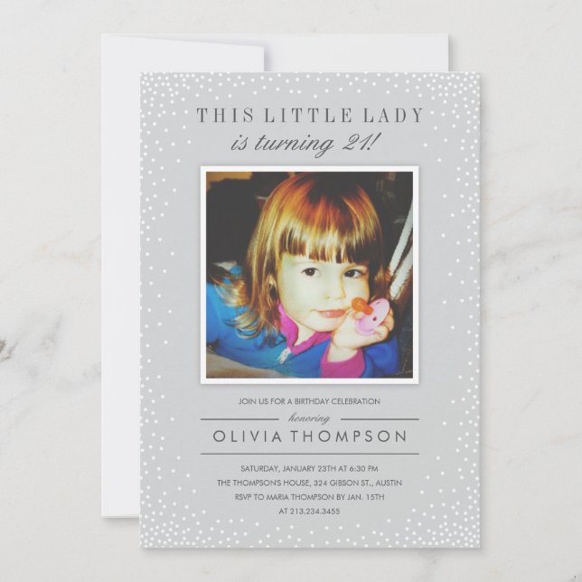 Invitaciones de cumpleaños a la vieja foto de Gray (Anverso)